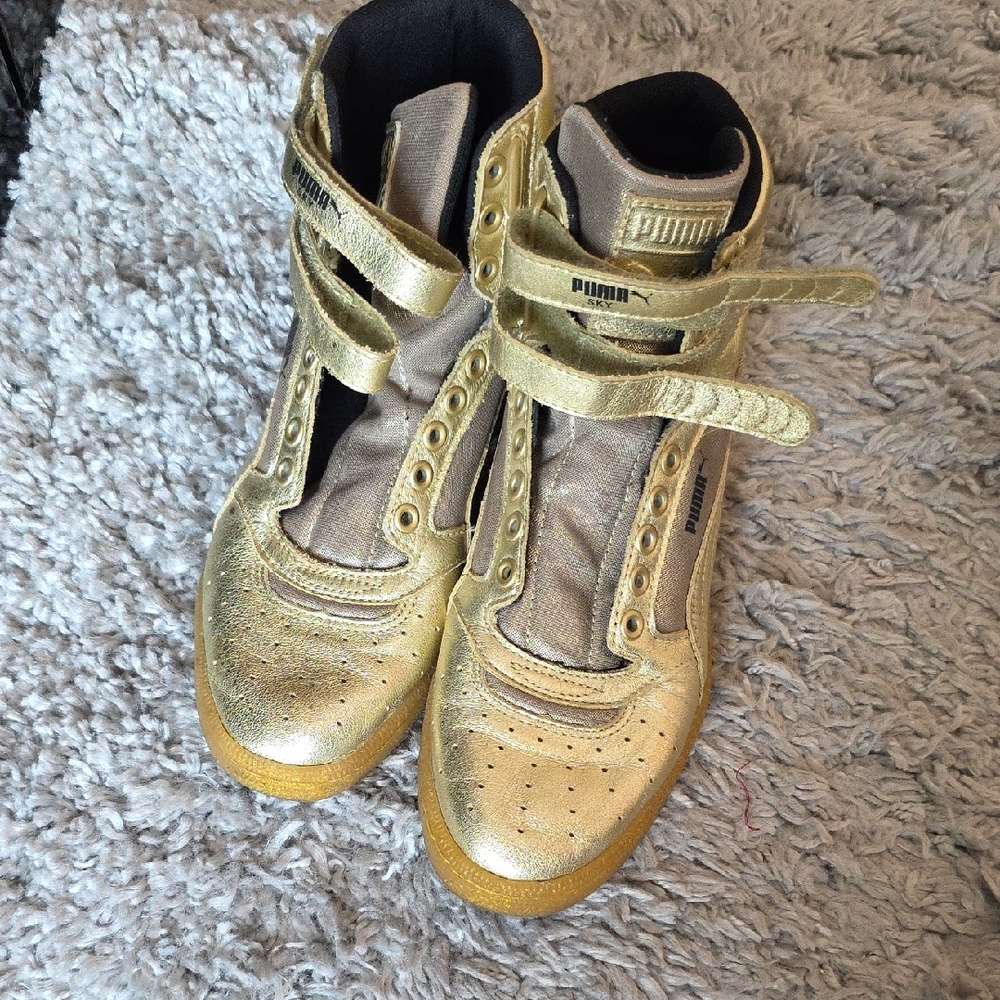 Puma Gold Leather High-Top Sneakers